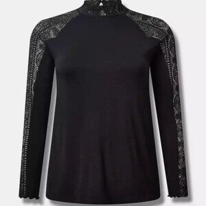 Lace Mock Neck Long Sleeve Top